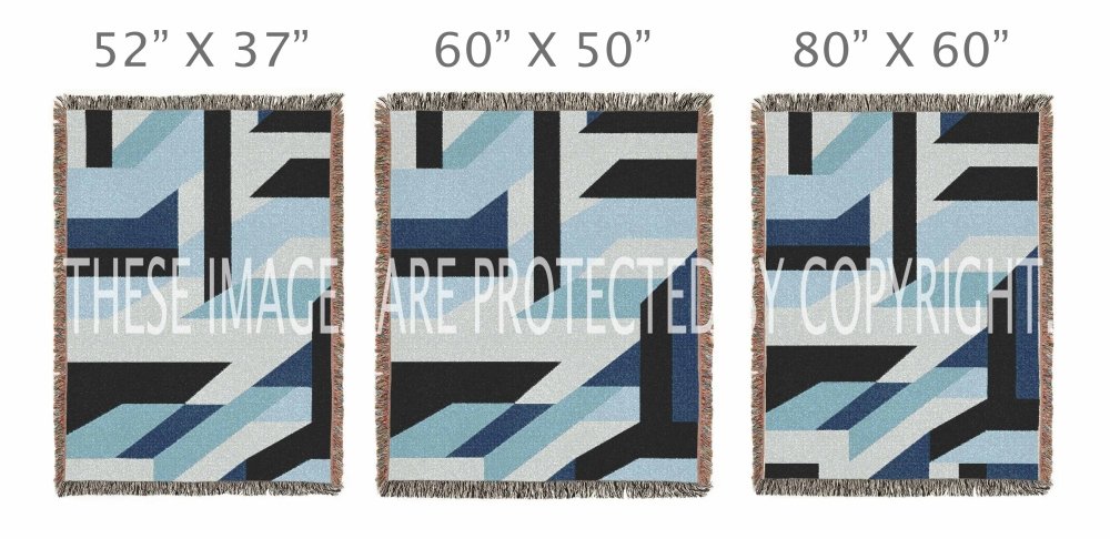 Home Decor {{variant_option}} - Ice City Geometric Throw Blanket – Blue Modern Woven Art Décor for Sofa, Bed and Office woven throw blanket