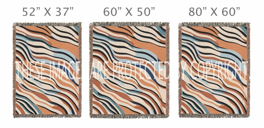 Home Decor {{variant_option}} - Desert River Wave Throw Blanket – Earthtone Abstract Woven Art Décor for Sofa and Bed woven throw blanket