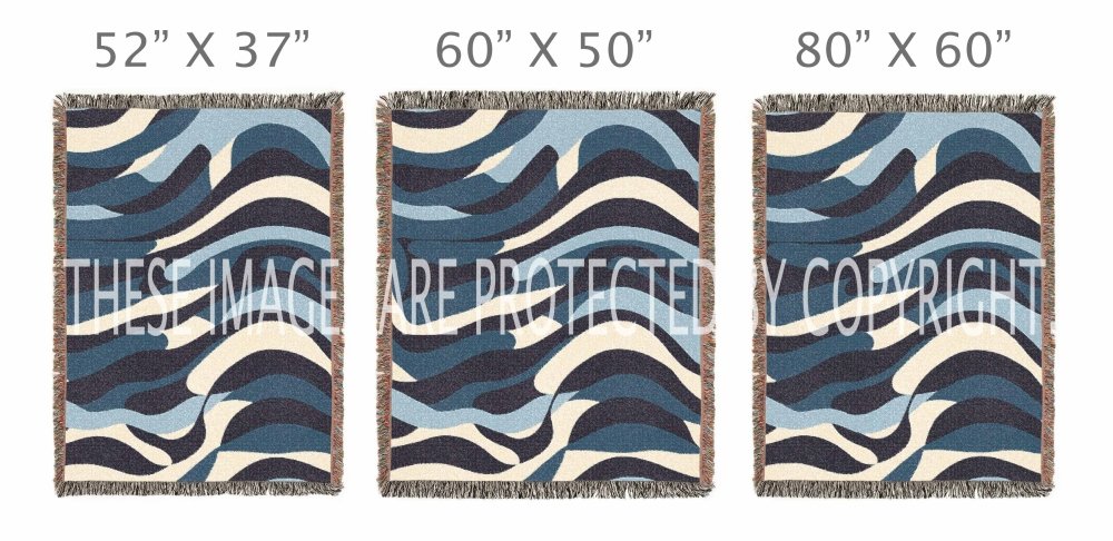Home Decor {{variant_option}} - Ocean Wave Abstract Throw Blanket – Blue Modern Woven Art Décor for Sofa and Bed woven throw blanket