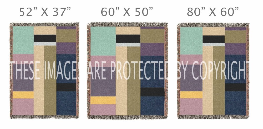Home Decor {{variant_option}} - Color Block Modern Throw Blanket – Abstract Geometric Woven Art Décor for Sofa and Bed woven throw blanket