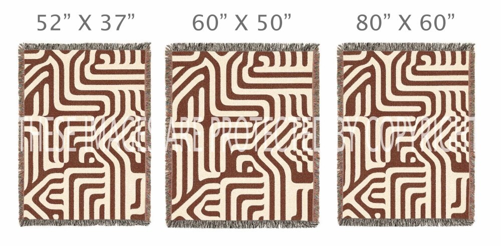 Home Decor {{variant_option}} - Terracotta Labyrinth Woven Throw Blanket – Modern Abstract Maze Art for Sofa and Bed woven throw blanket