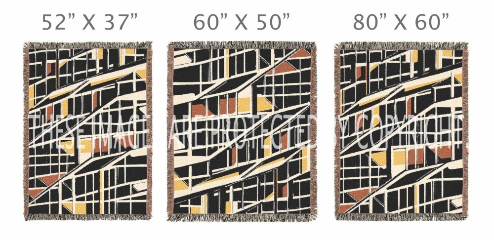 Home Decor {{variant_option}} - Urban Grid Lines Throw Blanket – Modern Architectural Woven Art Décor for Sofa and Bed woven throw blanket