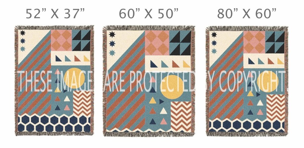 Home Decor {{variant_option}} - Sunrise Geometry Throw Blanket – Colorful Modern Woven Art for Sofa and Bed woven throw blanket