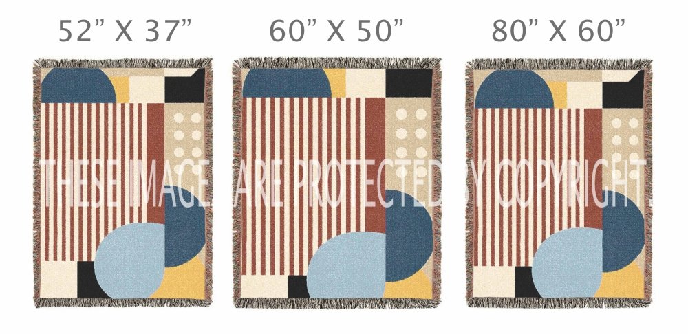 Home Decor {{variant_option}} - Bauhaus Stripe & Circles Throw Blanket – Modern Geometric Woven Art for Sofa and Bed woven throw blanket