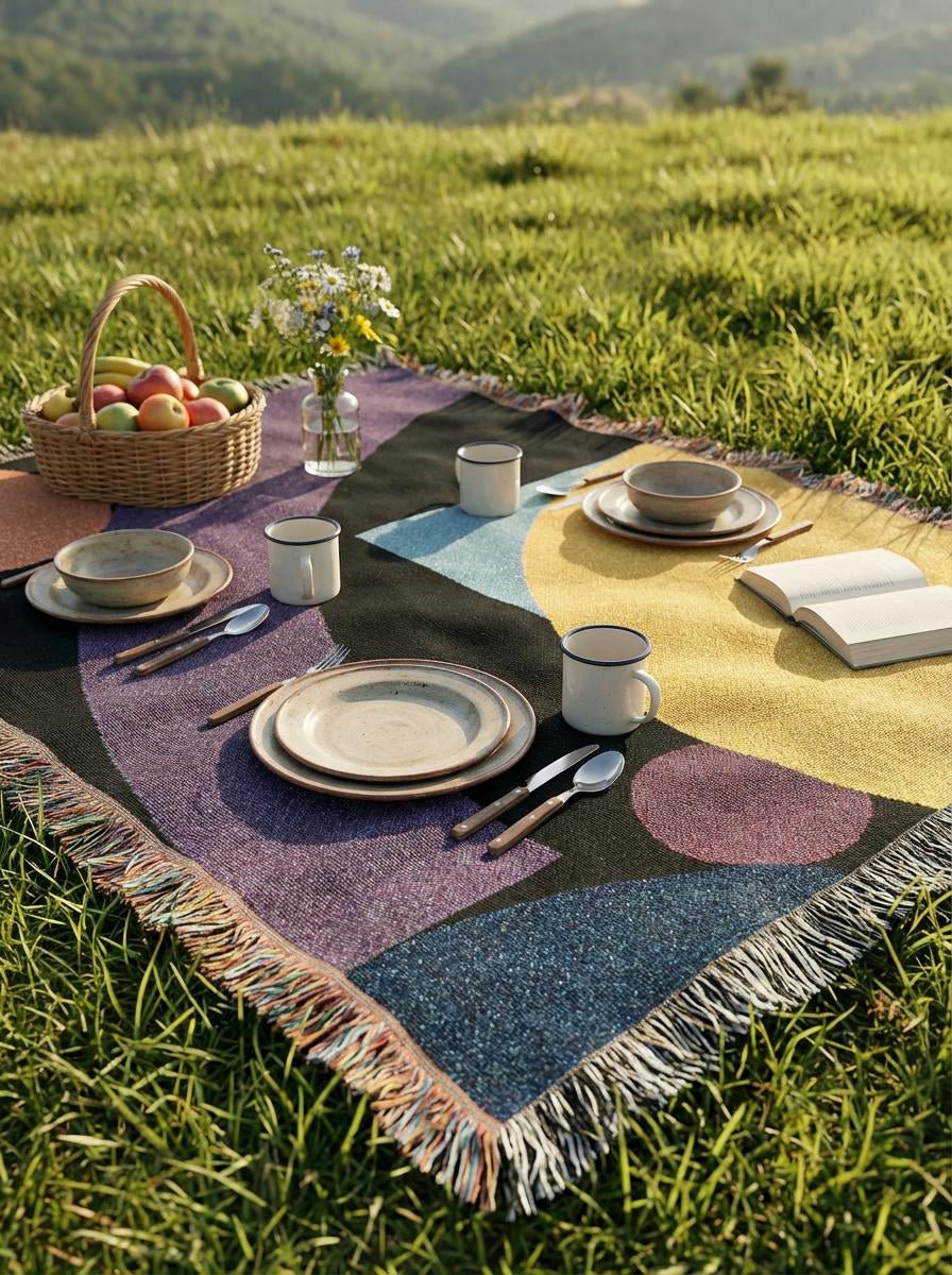 Solar Arch Minimalist Geometric Throw Blanket – Colorful Modern Woven Art Décor for Sofa and Bed - Modern Geometric Home Decor | HERITAGE LOOM CO.