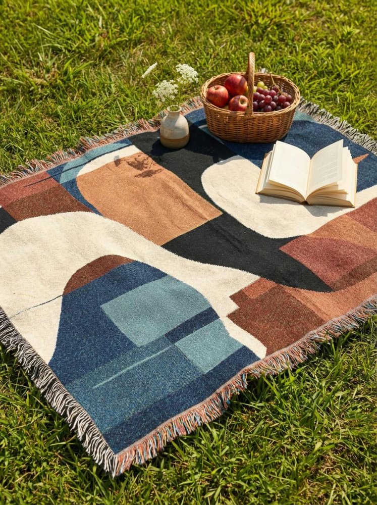 Home Decor {{variant_option}} - Abstract Multicolor Bauhaus Throw Blanket – Modern Geometric Art Décor for Living Room and Bedroom woven throw blanket