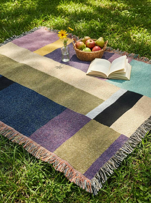 Color Block Modern Throw Blanket – Abstract Geometric Woven Art Décor for Sofa and Bed - Modern Geometric Home Decor | HERITAGE LOOM CO.