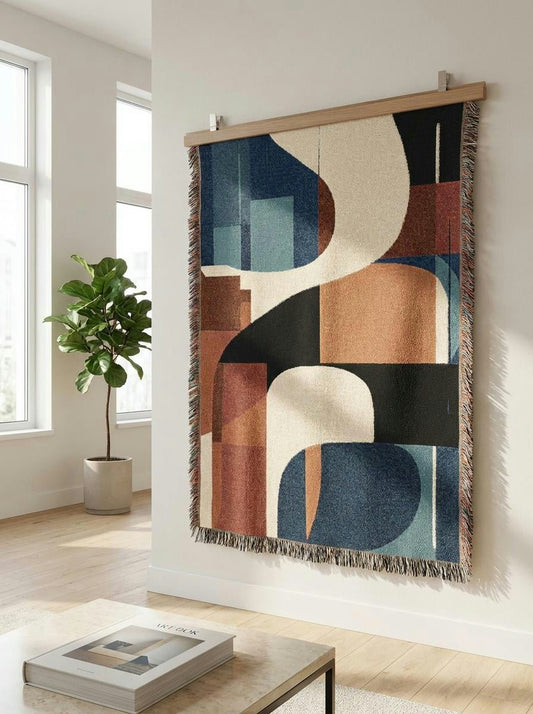 Abstract Multicolor Bauhaus Throw Blanket – Modern Geometric Art Décor for Living Room and Bedroom - Modern Geometric Home Decor | HERITAGE LOOM CO.