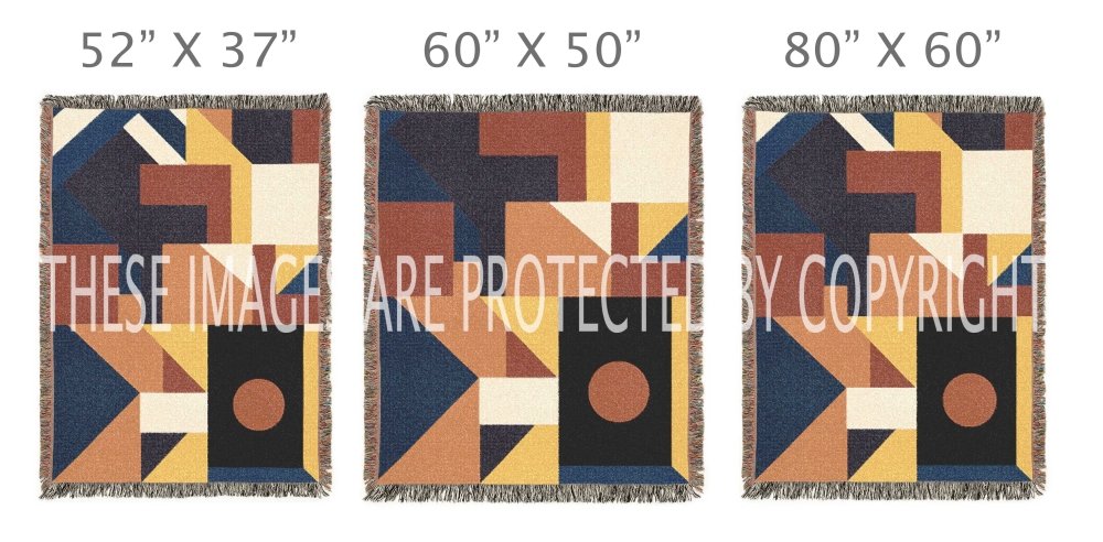 Home Decor {{variant_option}} - Bauhaus Sunset Geometric Throw Blanket – Warm Modern Woven Art for Sofa and Bed woven throw blanket