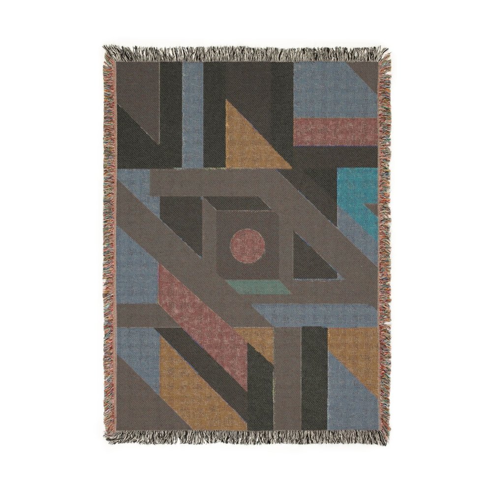 Home Decor {{variant_option}} - Solar Maze Geometric Throw Blanket – Colorful Modern Woven Art Décor for Sofa and Bed woven throw blanket