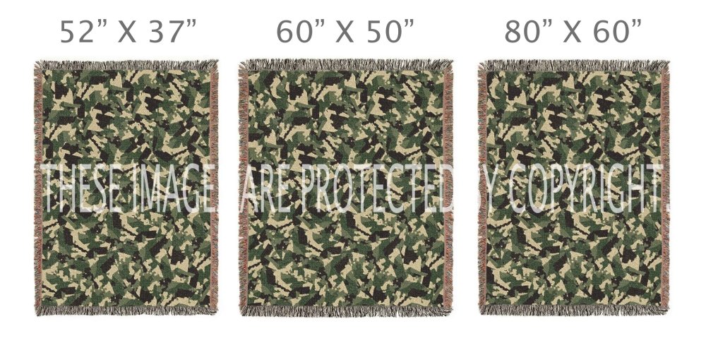 Home Decor {{variant_option}} - Camo Forest Woven Throw Blanket – Green Military Camouflage Throw for Sofa, Bed and Outdoor woven throw blanket