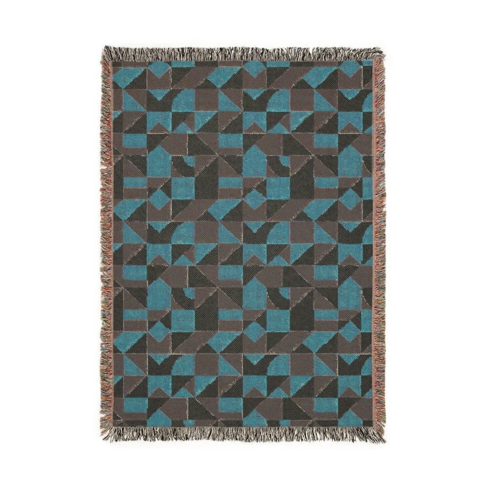 Home Decor {{variant_option}} - Terracotta Micro-Geo Pattern Throw Blanket – Modern Abstract Woven Art Décor for Sofa and Bed woven throw blanket