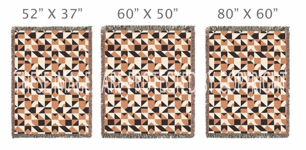 Home Decor {{variant_option}} - Terracotta Micro-Geo Pattern Throw Blanket – Modern Abstract Woven Art Décor for Sofa and Bed woven throw blanket