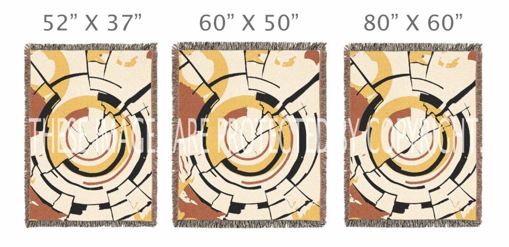 Home Decor {{variant_option}} - Golden Orbit Abstract Throw Blanket – Modern Circular Woven Art Décor for Sofa and Bed woven throw blanket