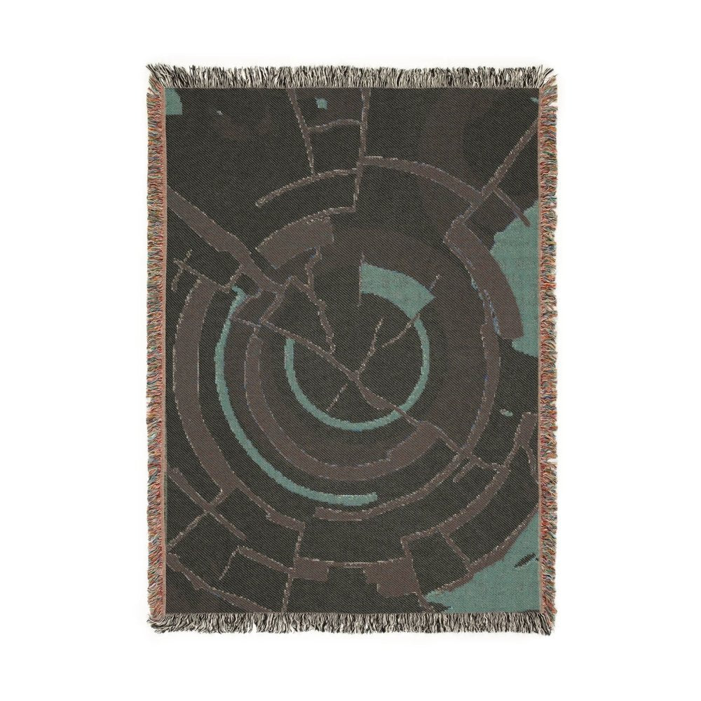 Home Decor {{variant_option}} - Golden Orbit Abstract Throw Blanket – Modern Circular Woven Art Décor for Sofa and Bed woven throw blanket