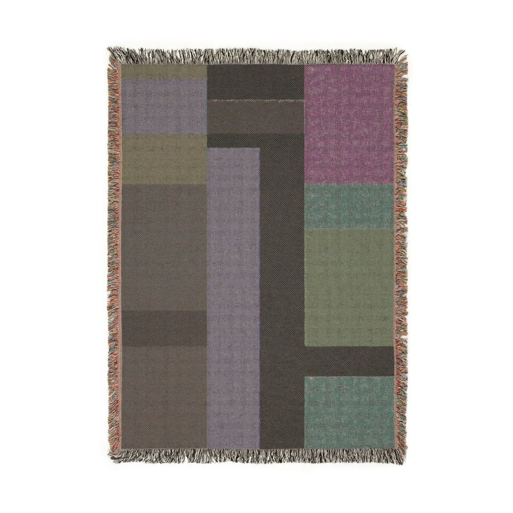 Home Decor {{variant_option}} - Color Block Modern Throw Blanket – Abstract Geometric Woven Art Décor for Sofa and Bed woven throw blanket