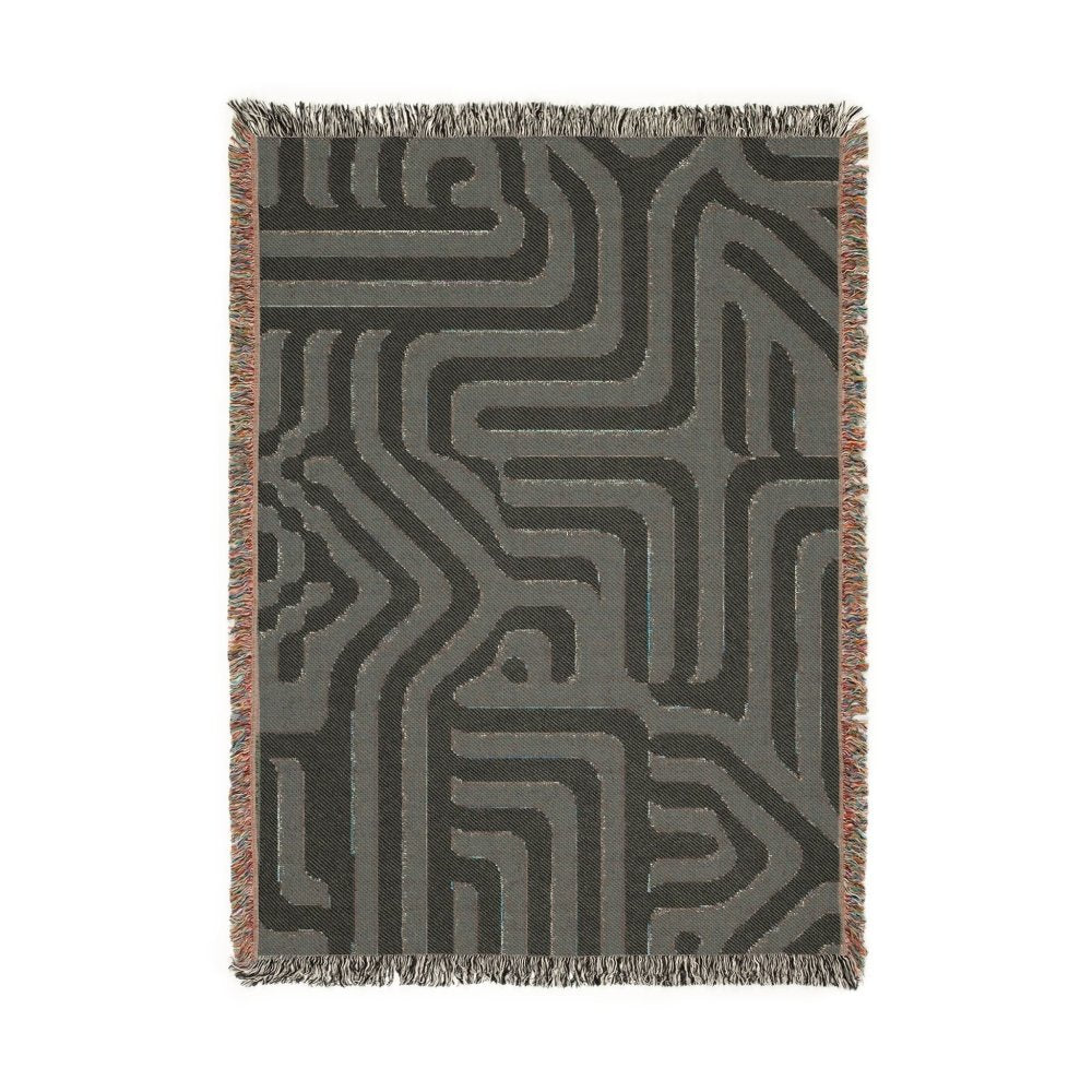 Home Decor {{variant_option}} - Terracotta Labyrinth Woven Throw Blanket – Modern Abstract Maze Art for Sofa and Bed woven throw blanket