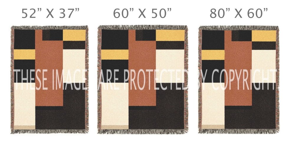 Home Decor {{variant_option}} - Terracotta Block Color Throw Blanket – Modern Bauhaus Woven Art Décor for Sofa and Bed. woven throw blanket