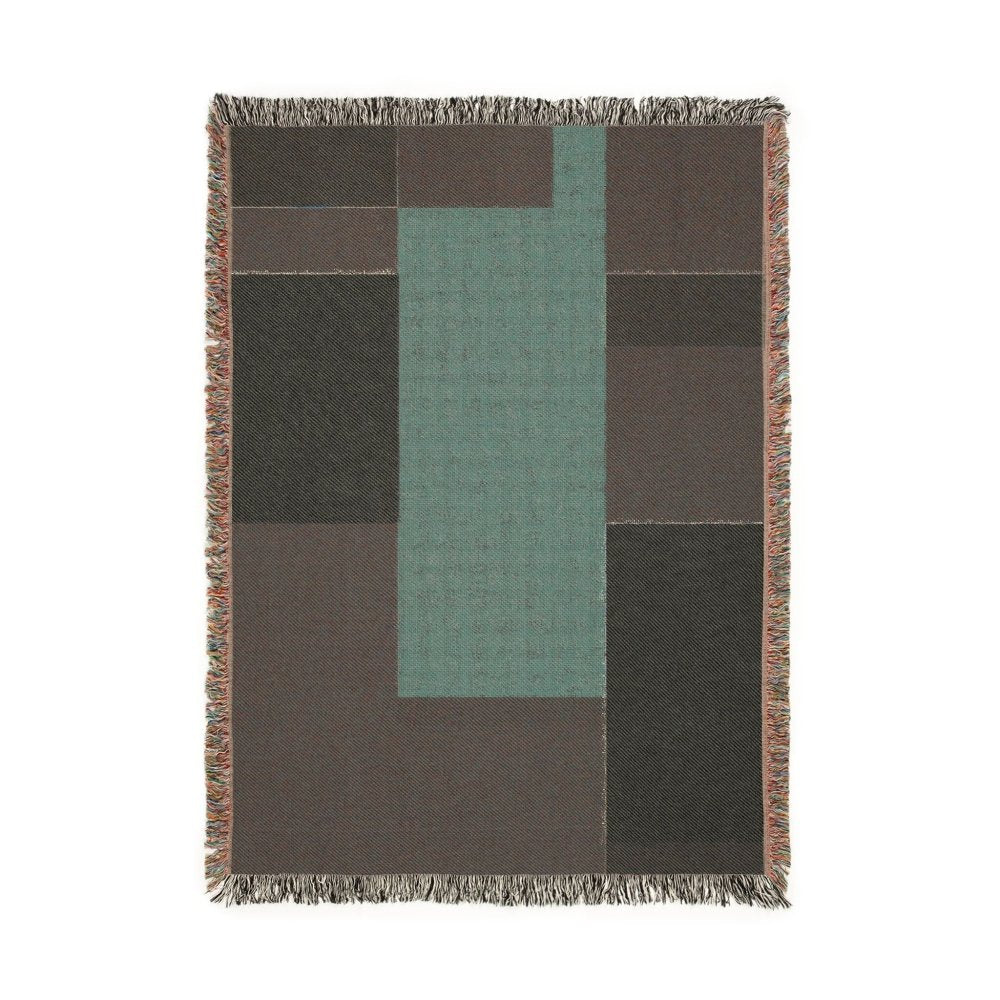 Home Decor {{variant_option}} - Terracotta Block Color Throw Blanket – Modern Bauhaus Woven Art Décor for Sofa and Bed. woven throw blanket