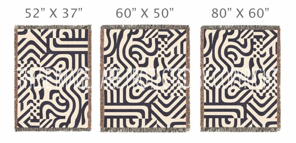Home Decor {{variant_option}} - Monochrome Labyrinth Throw Blanket – Modern Abstract Line Art Woven Décor for Sofa and Bed woven throw blanket