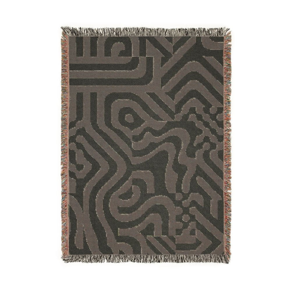 Home Decor {{variant_option}} - Monochrome Labyrinth Throw Blanket – Modern Abstract Line Art Woven Décor for Sofa and Bed woven throw blanket