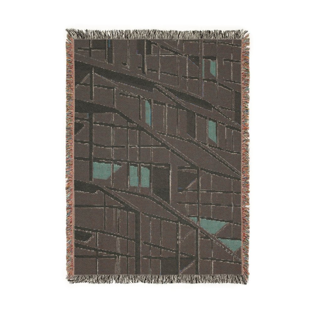 Home Decor {{variant_option}} - Urban Grid Lines Throw Blanket – Modern Architectural Woven Art Décor for Sofa and Bed woven throw blanket