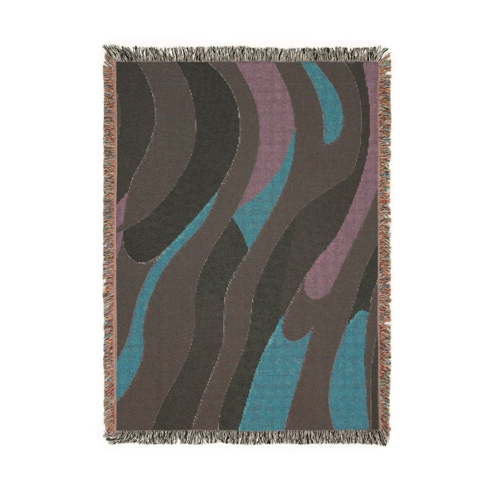 Home Decor {{variant_option}} - Organic Earthtone Wave Throw Blanket – Modern Abstract Woven Art Décor for Sofa and Bed woven throw blanket