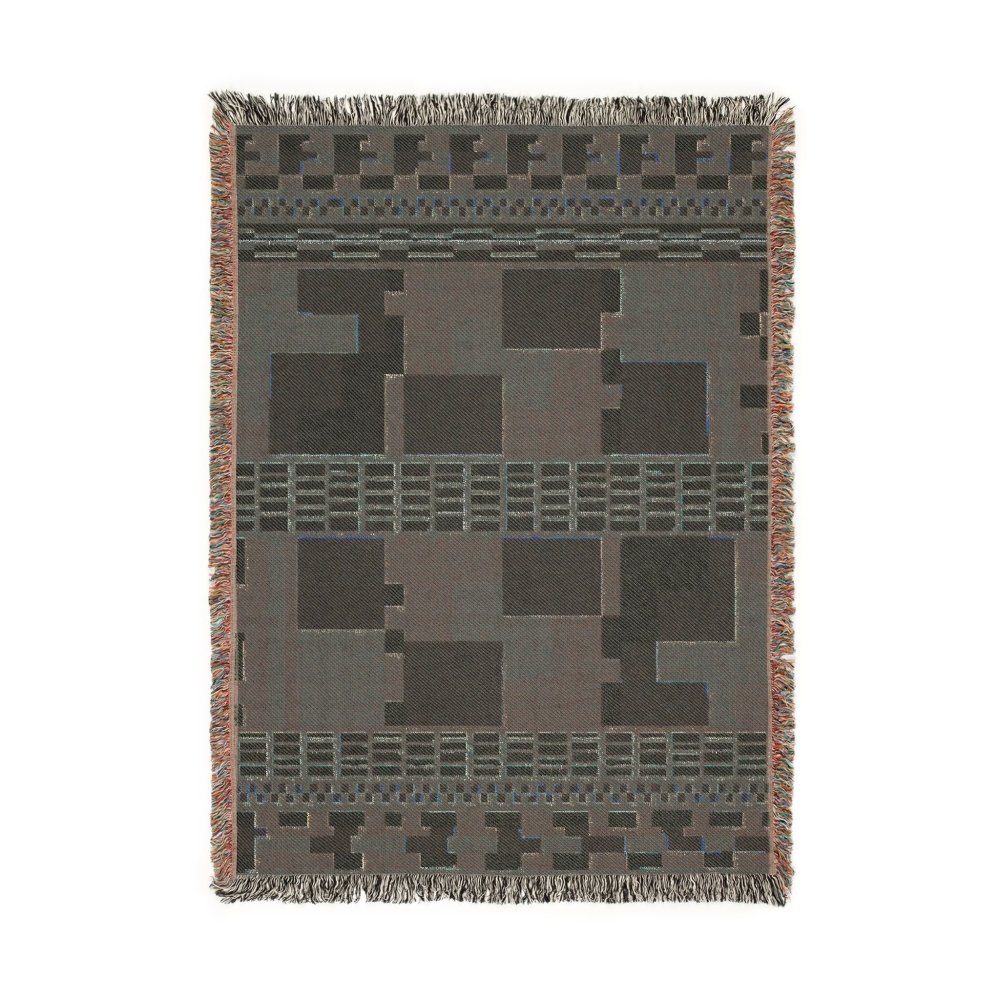 Home Decor {{variant_option}} - Bauhaus Steps Woven Throw Blanket – Mustard, Navy and Wine Modern Art Décor for Sofa and Bed woven throw blanket