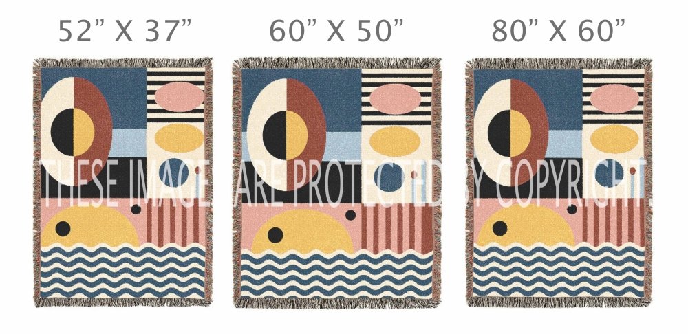Home Decor {{variant_option}} - Mid-Century Geometric Woven Blanket — Abstract Retro Throw for Living Room woven throw blanket
