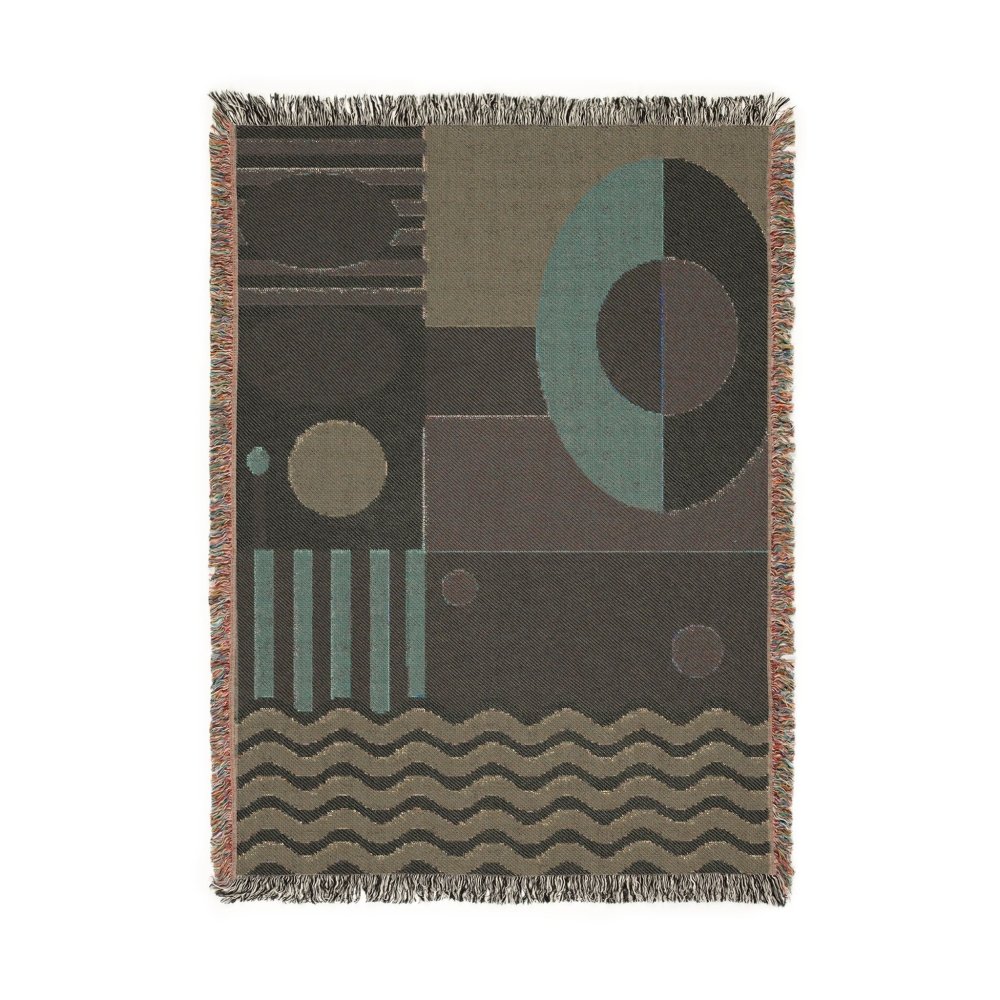 Home Decor {{variant_option}} - Mid-Century Geometric Woven Blanket — Abstract Retro Throw for Living Room woven throw blanket
