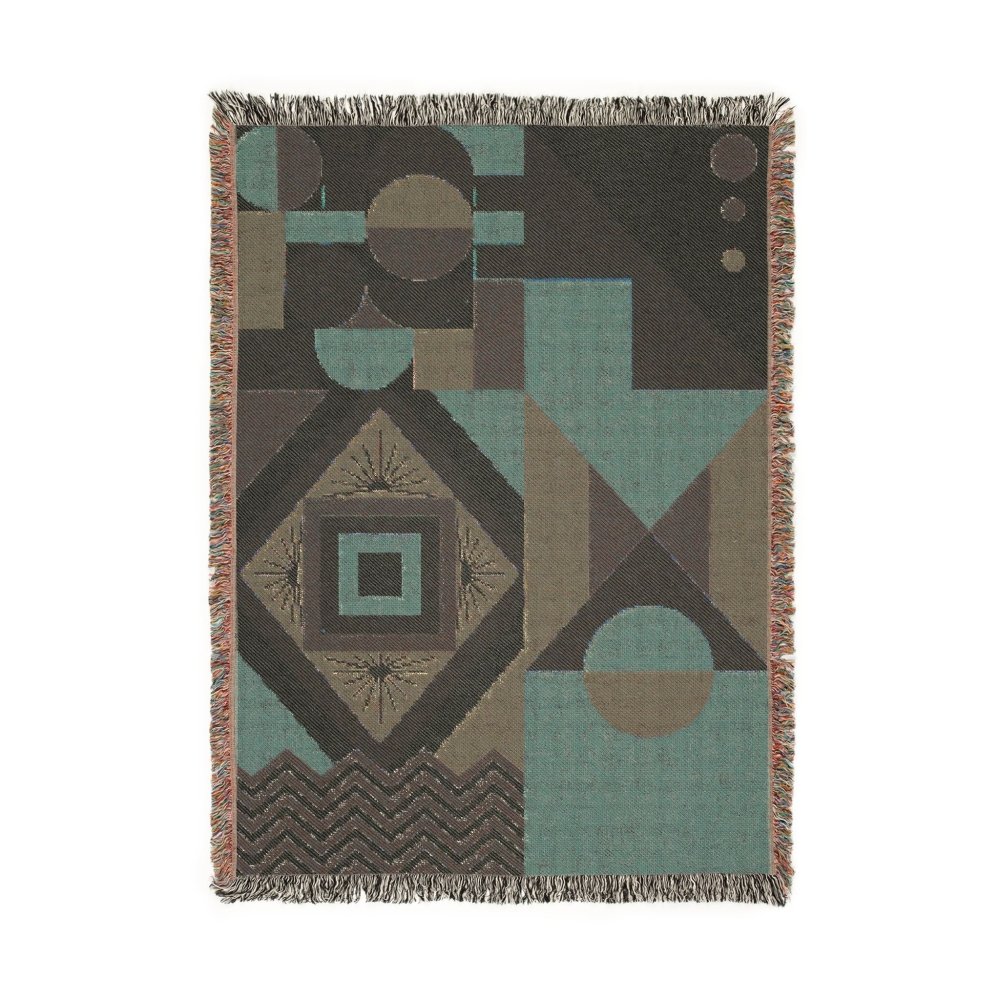 Home Decor {{variant_option}} - Sun Festival Geometric Throw Blanket – Colorful Modern Woven Art for Sofa and Bed woven throw blanket