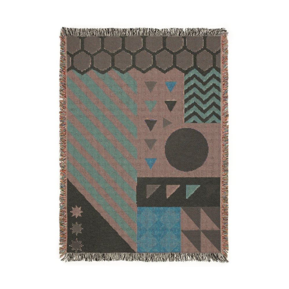 Home Decor {{variant_option}} - Sunrise Geometry Throw Blanket – Colorful Modern Woven Art for Sofa and Bed woven throw blanket