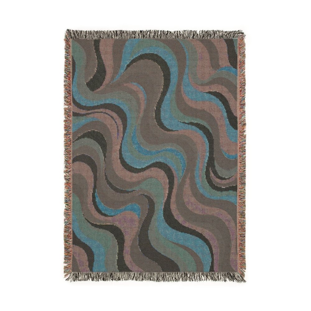 Home Decor {{variant_option}} - Cosmic Waves Colorful Throw Blanket – Retro Modern Woven Art for Sofa and Bed woven throw blanket