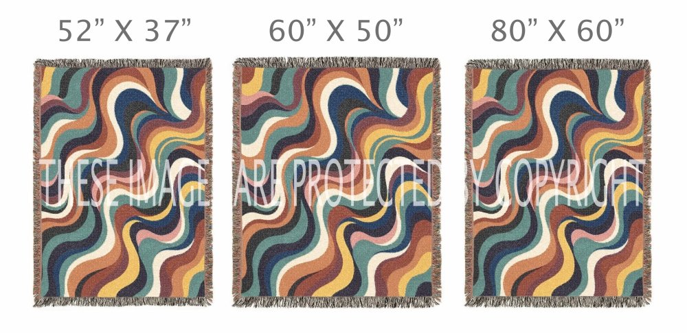 Home Decor {{variant_option}} - Cosmic Waves Colorful Throw Blanket – Retro Modern Woven Art for Sofa and Bed woven throw blanket