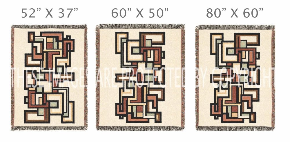 Home Decor {{variant_option}} - Cubist Pathways Woven Throw Blanket – Modern Geometric Art for Sofa and Bed in Warm Neutrals woven throw blanket