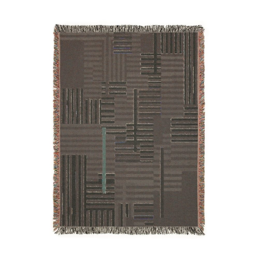 Home Decor {{variant_option}} - Neon Metro Striped Throw Blanket – Navy, Mustard and Cream Modern Woven Art for Sofa and Bed woven throw blanket
