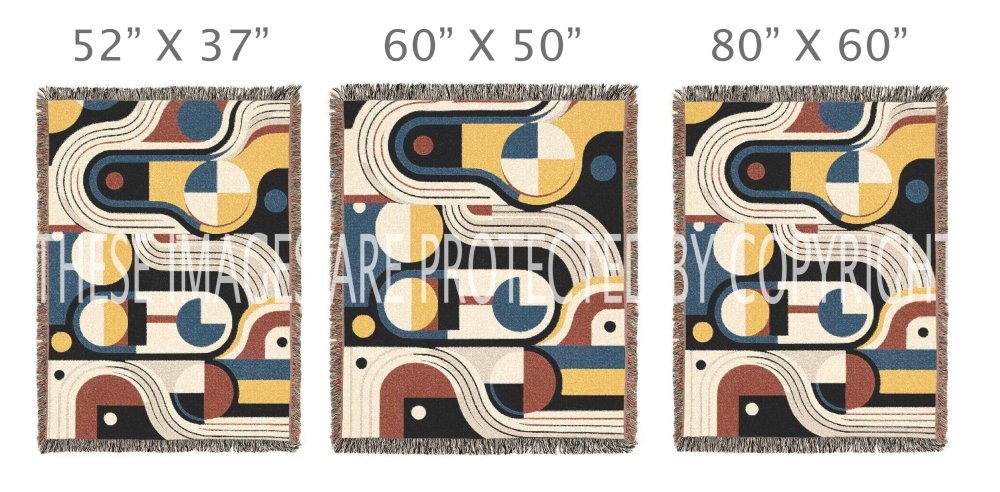 Home Decor {{variant_option}} - Bauhaus Retro Paths Throw Blanket – Colorful Abstract Geometric Woven Art for Sofa and Bed woven throw blanket