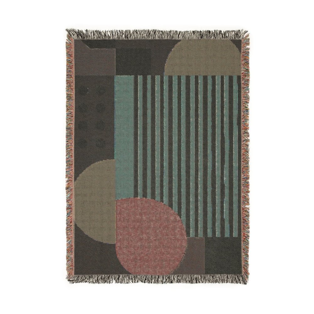 Home Decor {{variant_option}} - Bauhaus Stripe & Circles Throw Blanket – Modern Geometric Woven Art for Sofa and Bed woven throw blanket
