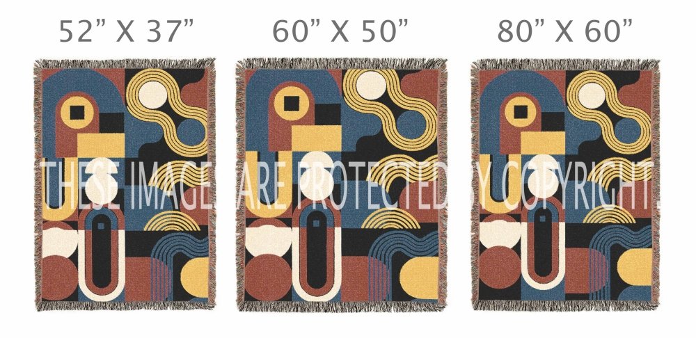 Home Decor {{variant_option}} - Bauhaus Rhythm Geometric Throw Blanket – Colorful Modern Woven Art for Sofa and Bed woven throw blanket