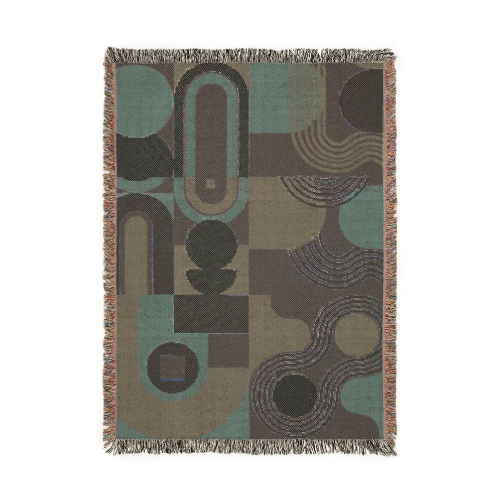 Home Decor {{variant_option}} - Bauhaus Rhythm Geometric Throw Blanket – Colorful Modern Woven Art for Sofa and Bed woven throw blanket