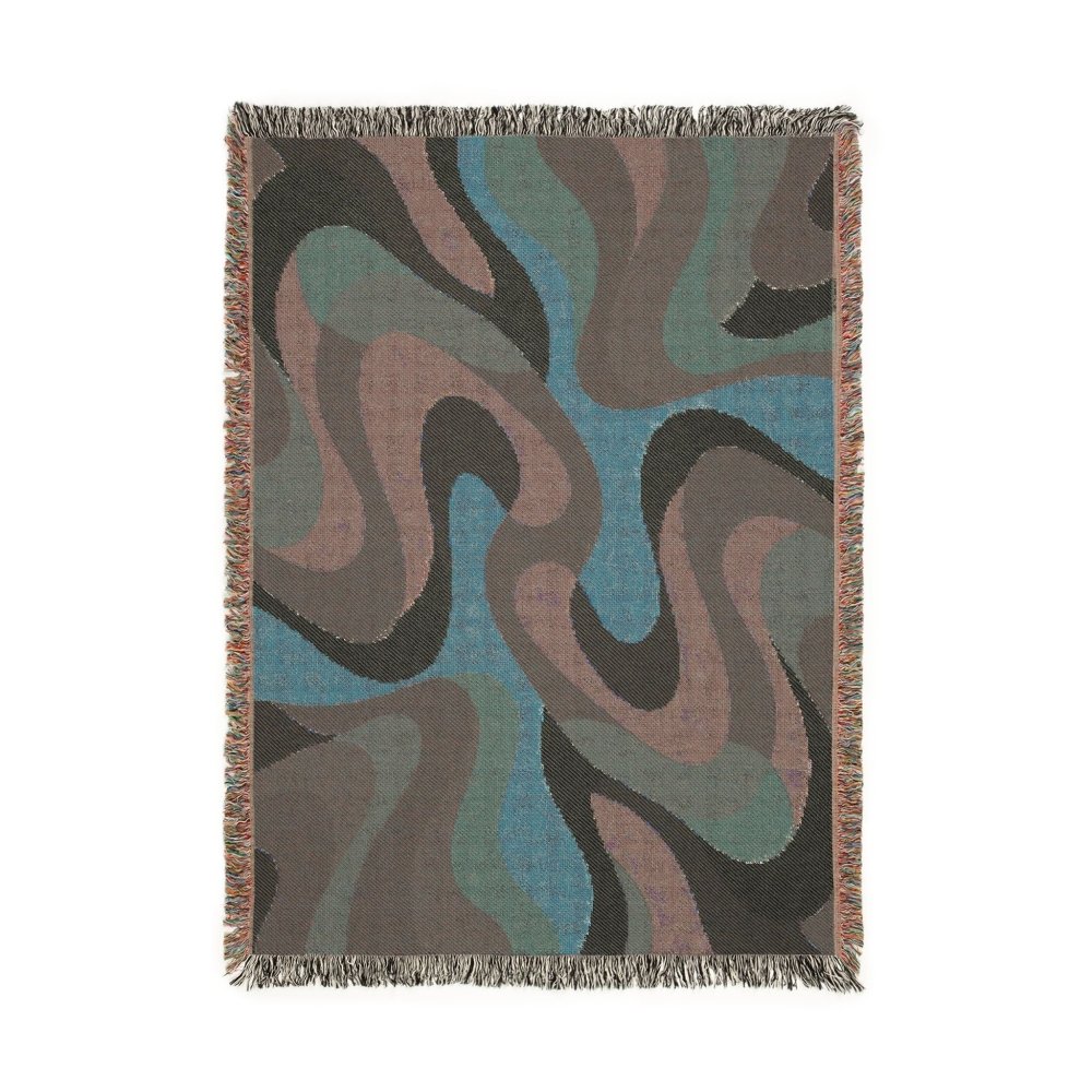 Home Decor {{variant_option}} - Earthwave Retro Throw Blanket – Warm Colorful Wavy Woven Art for Sofa and Bed woven throw blanket