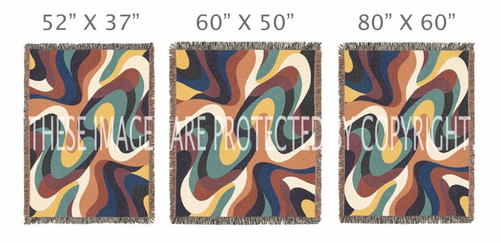 Home Decor {{variant_option}} - Earthwave Retro Throw Blanket – Warm Colorful Wavy Woven Art for Sofa and Bed woven throw blanket