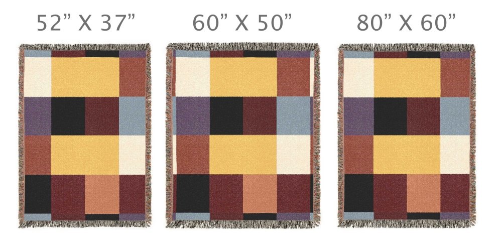 Home Decor {{variant_option}} - Color Block Modern Throw Blanket – Mustard, Wine and Navy woven throw blanket