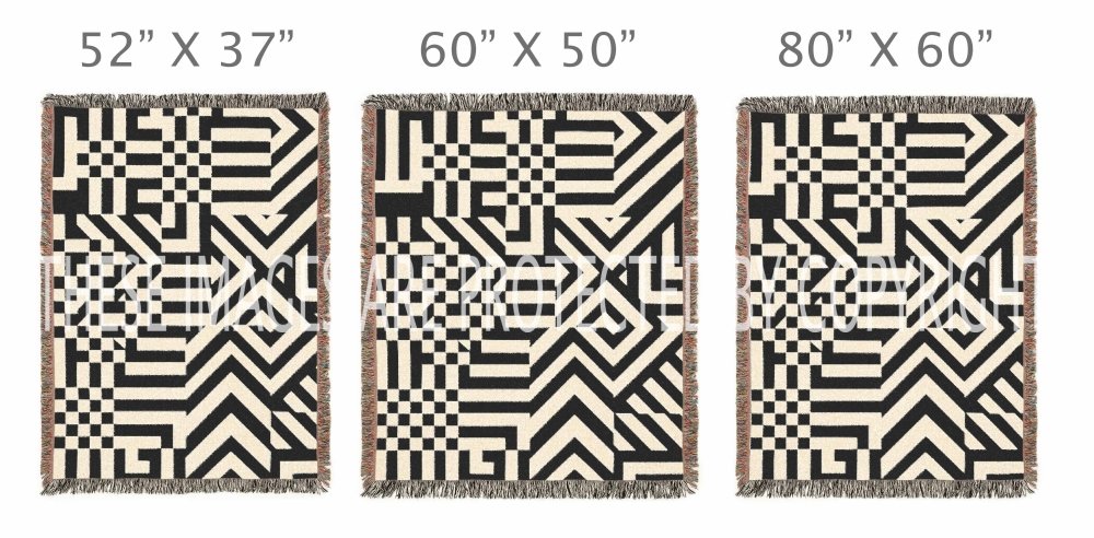 Home Decor {{variant_option}} - Optical Maze Black & White Throw Blanket – Modern Geometric Woven Art Décor for Sofa and Bed woven throw blanket