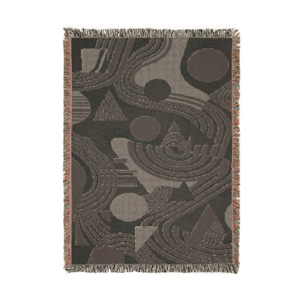 Home Decor {{variant_option}} - Monochrome Waves Geometric Throw Blanket – Black and Grey Modern Woven Art for Sofa and Bed woven throw blanket