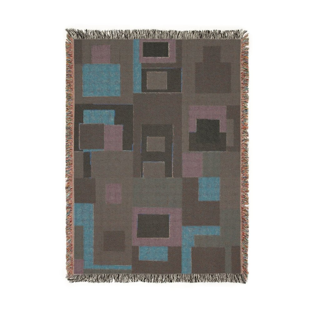 Home Decor {{variant_option}} - Urban Blocks Woven Throw Blanket – Earth Tone Geometric Art for Sofa and Bedn Throw woven throw blanket