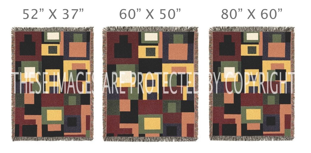 Home Decor {{variant_option}} - Urban Blocks Woven Throw Blanket – Earth Tone Geometric Art for Sofa and Bedn Throw woven throw blanket