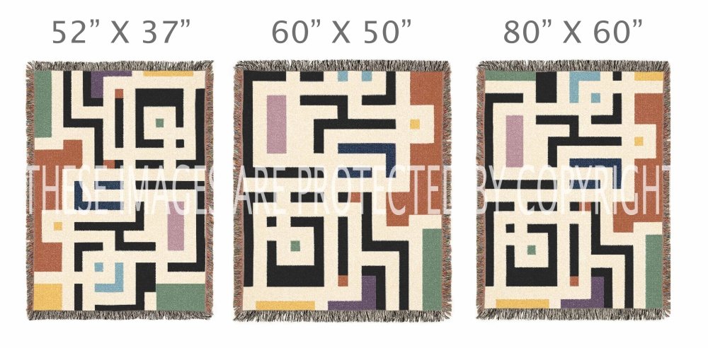 Home Decor - Geometric Maze Woven Blanket — Modern Abstract Throw for Living Room & Dorm woven throw blanket