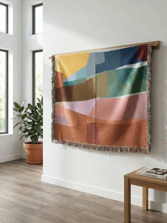 Home Decor {{variant_option}} - Abstract Color Plane Woven Throw Blanket – Modern Multicolor Textile Design woven throw blanket