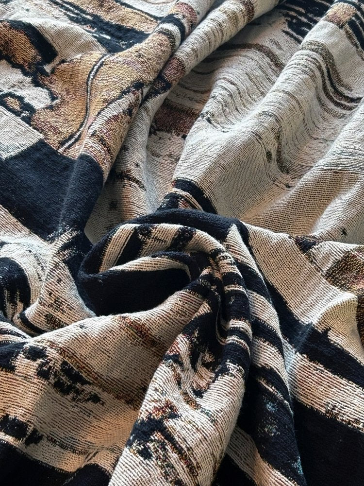 Home Decor {{variant_option}} - Wall Art Décor Woven Throw Blanket - Abstract Wall Art With Urban Rust Texture for Modern Farmhouse Décor and Bedroom Wall Art woven throw blanket